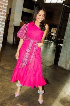 Queen Of Sparkles One Shoulder Maxi With Sequin Sash