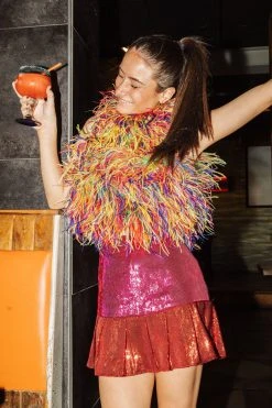 Queen Of Sparkles Pink/Red Sequin Flounce Skirt Spring 2022