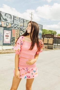 Queen Of Sparkles Sequin Splatter Paint Smocked Skirt