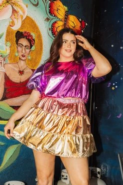 Queen Of Sparkles Pink/Gold Metallic Mini Skort Spring 2022