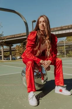 Queen Of Sparkles Red Poof Sleeve Rhinestone Blazer